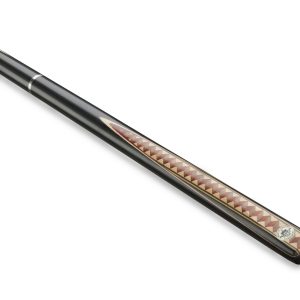 Peradon Charlbury three-quarter jointed snooker cue ebony butt with decorative chevron marquetry